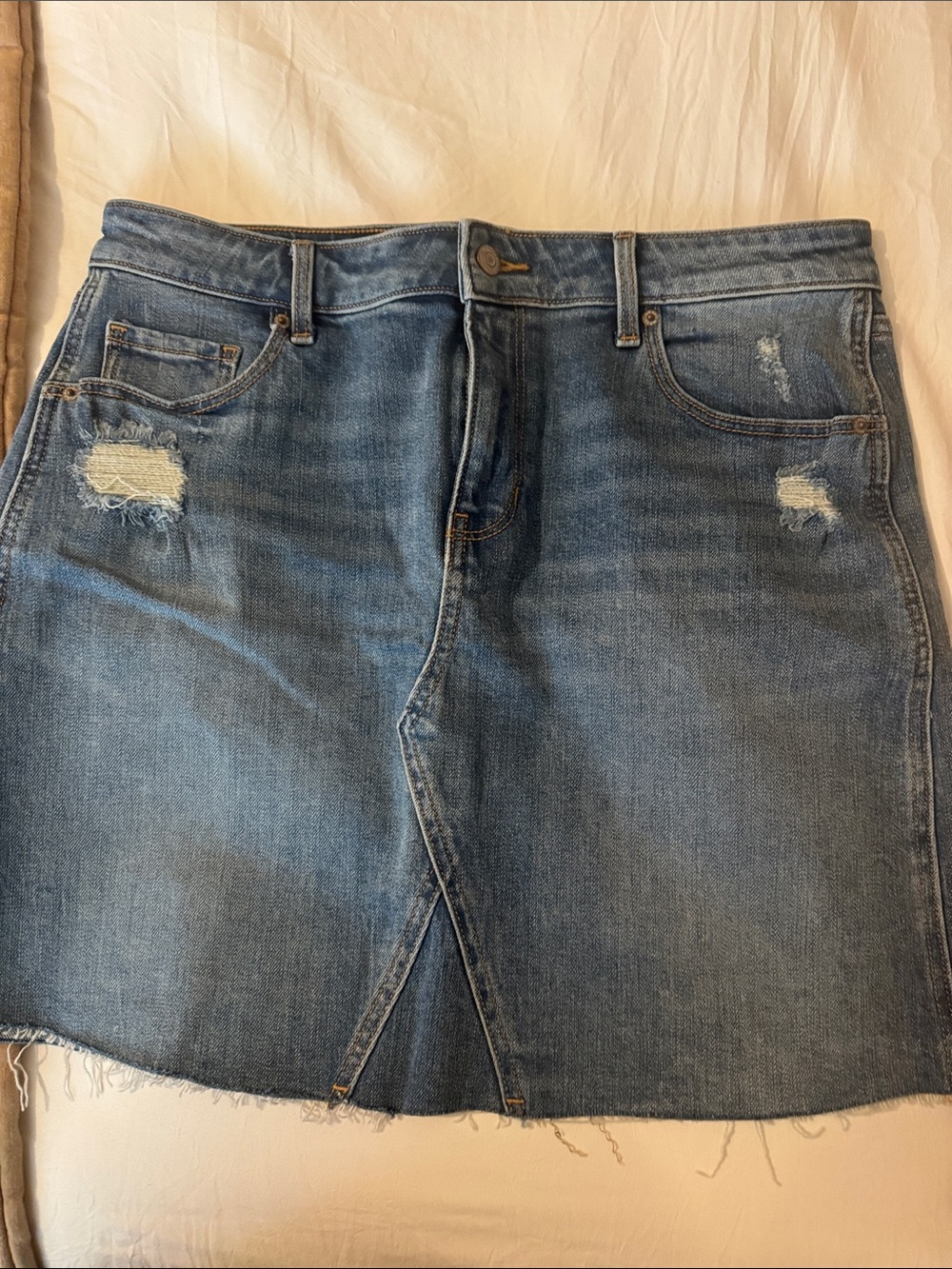 NWOT Classic Blue Denim Mini Skirt with Front Slit